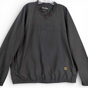 FootJoy Mens L Black V-Neck Golf Wind Pullover Jacket Lightweight Polyester